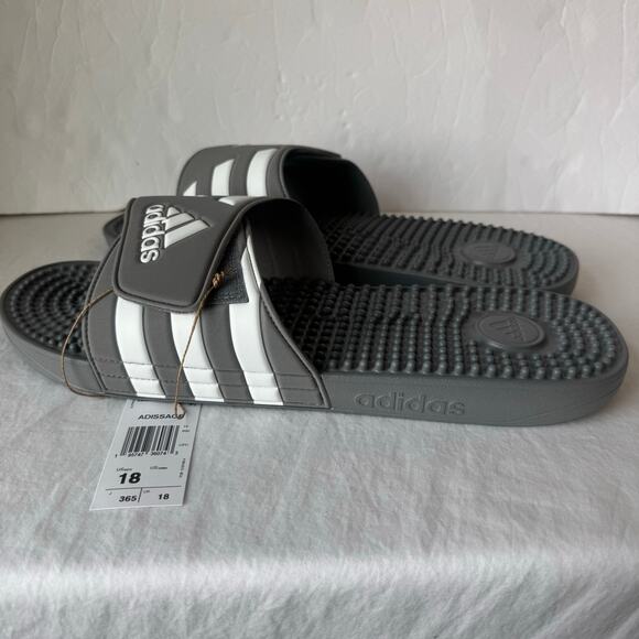 NIB Adidas Adissage Post Workout Massage Slides Men's Size 18 Gray Adjustable - Picture 5 of 7